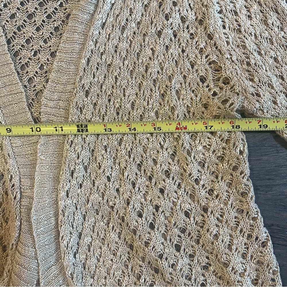 No Boundaries Junior’s Beige Open-Knit Sweater with Gathered Back Detailing | XL - Picture 5 of 8